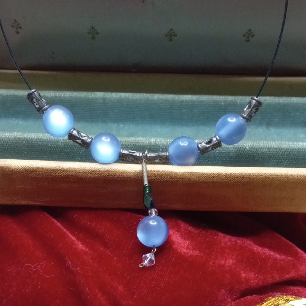 Elegant moonglow Blue Beaded Necklace